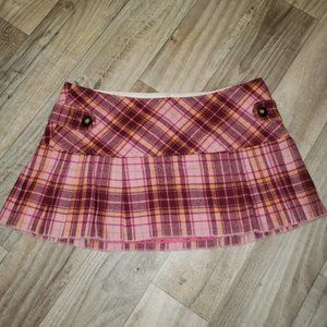 90s Abercrombie & Fitch Pink Pleated Plaid Skirt